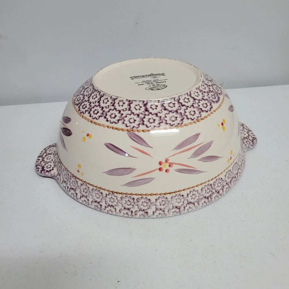 Temp-tations Old World 3qt Round Serving Bowl with Lid Purple Floral